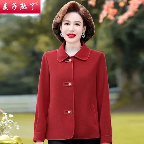 2023秋季新款绣花呢子薄外套妈妈装春开衫中老年人女装长袖上衣服图片
