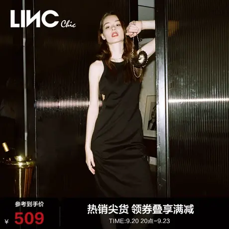 LINCCHIC金羽杰连衣裙机能感挖肩长款针织连衣裙女S232KD121Y图片