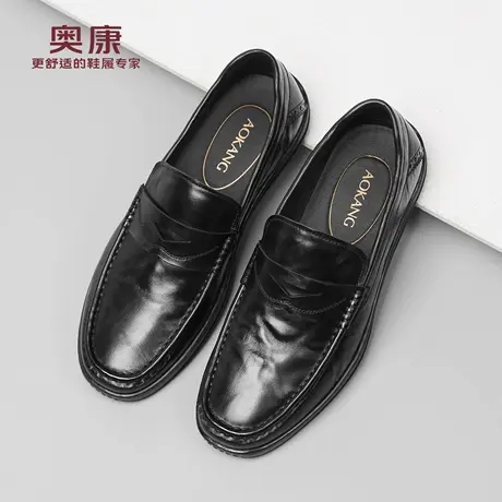奥康 男鞋商务休闲皮鞋男真皮男士2025秋季新款一脚蹬豆豆乐福鞋L商品大图