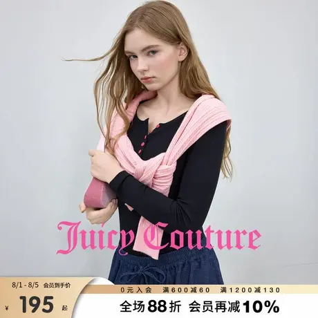 Juicy Couture橘滋T恤女2025年秋季新款休闲亨利领夏季长袖上衣商品大图