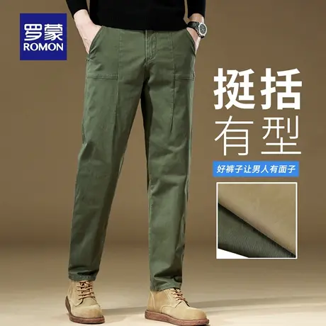 罗蒙宽松休闲裤男士秋季新款微弹耐磨工装裤舒适复古直筒裤子N3Z商品大图