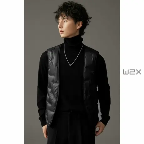 w2x冬季加厚白鹅绒男士羽绒马甲保暖背心时尚百搭休闲内穿坎肩潮商品大图