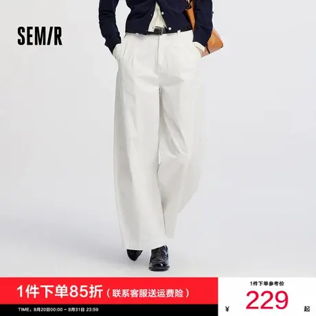 [商场同款]森马休闲裤女做旧宽松长裤2025新款秋季磨毛分割弯刀裤商品大图