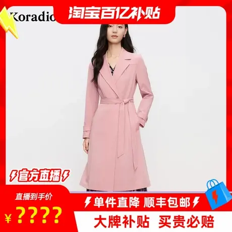 【百补穿搭馆】5年春季新款经典简约长款风衣女百搭腰带设计感外图片
