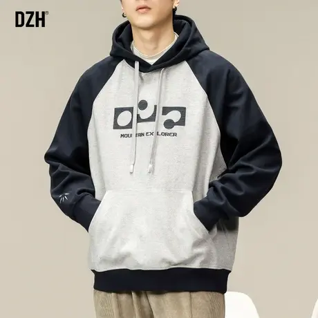 男士美式潮牌卫衣外套男春秋季2023新款休闲运动情侣帽衫男款夹克商品大图