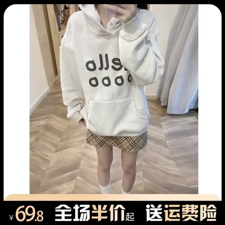 美式vibe高街连帽卫衣女秋冬加绒加厚小众设计感宽松vintage外套商品大图