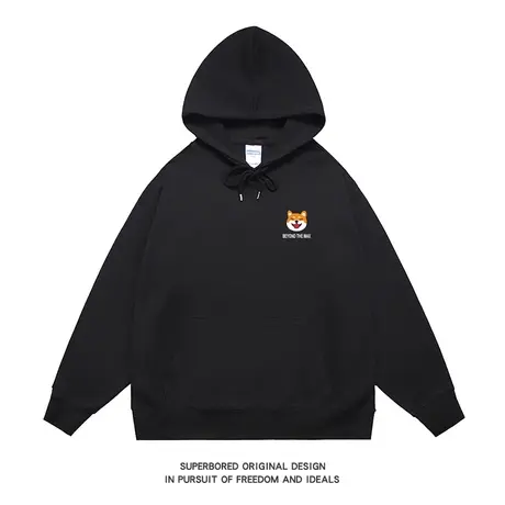 趣味简约柴犬秋田狗印花连帽卫衣男秋冬新款宽松休闲上衣情侣装商品大图