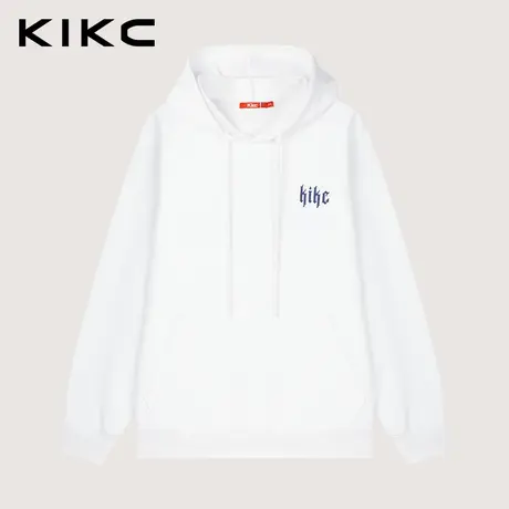 kikc连帽卫衣男2023秋季新款商场同款LOGO发泡印花宽松潮流帽衫图片