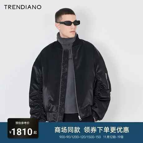 TRENDIANO梅花联名系列两面穿时尚羊羔毛外套男潮2023新款冬季图片