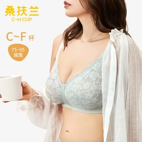 桑扶兰夏无钢圈薄款文胸蕾丝大胸显小单层透气内衣女S8026004图片
