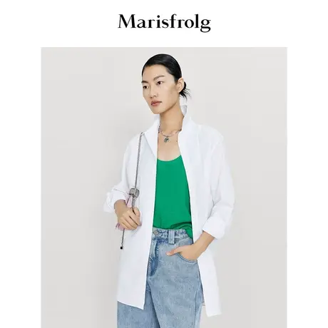 【商场同款】玛丝菲尔2023年春装新款设计感纯棉白衬衫上衣外套女商品大图
