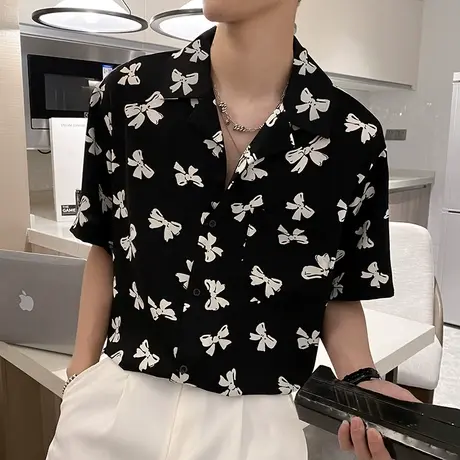 夏季男士衬衫短袖花色半袖潮流休闲帅气ins个性百搭韩版宽松衬衣商品大图