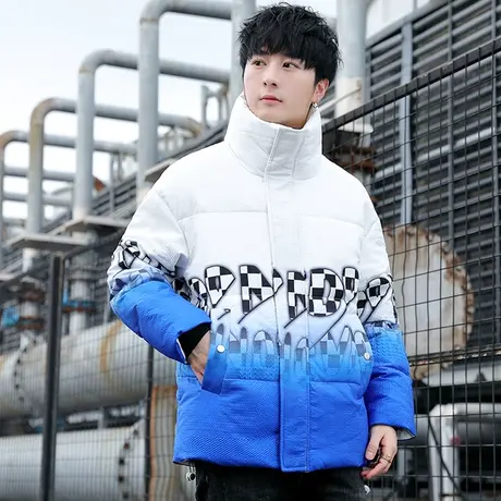 青少年学生棉衣男2022秋冬季新款渐变色羽绒棉服初高中外套潮流图片