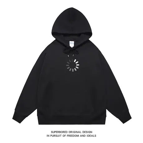 美式复古趣味简约图标印花连帽卫衣男秋冬宽松休闲上衣情侣装帽衫商品大图