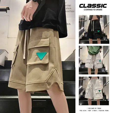 日系工装短裤男夏季运动休闲裤复古篮球健身宽松ins潮牌五分裤子5商品大图