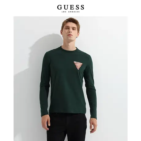 【38上新季】GUESS 男士休闲百搭倒三角LOGO舒适简约长袖T恤商品大图