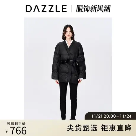 刘雯同款DA奥莱ZZLE地素秋黑色紧身显瘦喇叭开叉裤长裤女图片