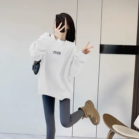 欧货大版卫衣女秋冬款新款2023爆款时尚洋气宽松中长款外套女上衣图片