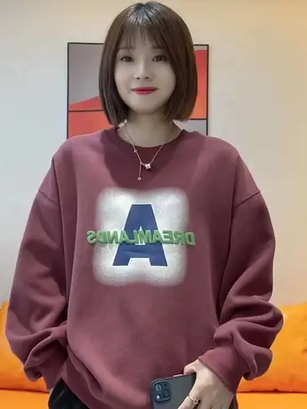 春秋时尚卫衣女2023新款秋装宽松慵懒长袖百搭圆领字母早秋季上衣商品大图