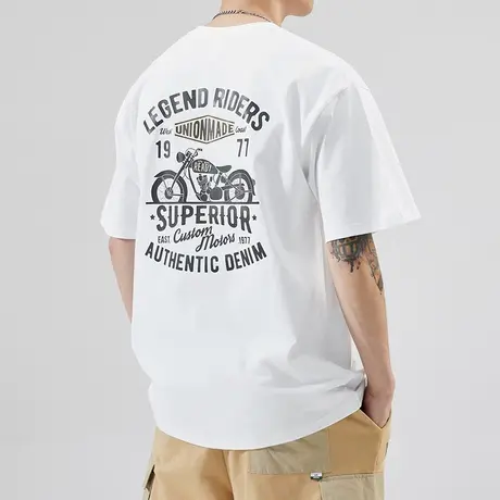 夏季体恤男款短袖T恤男士纯棉潮牌字母图案印花圆领夏日上衣男装图片