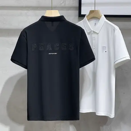 含蚕丝高端polo衫男短袖都市休闲保罗t恤男装翻领新款刺绣半袖潮商品大图