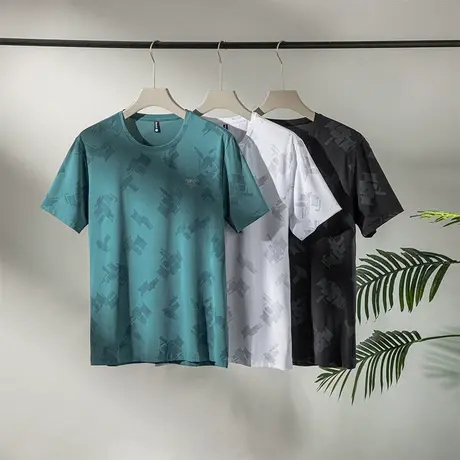 短袖体恤男冰丝印花打底2023年夏季新款时尚帅气宽松休闲半袖上衣图片