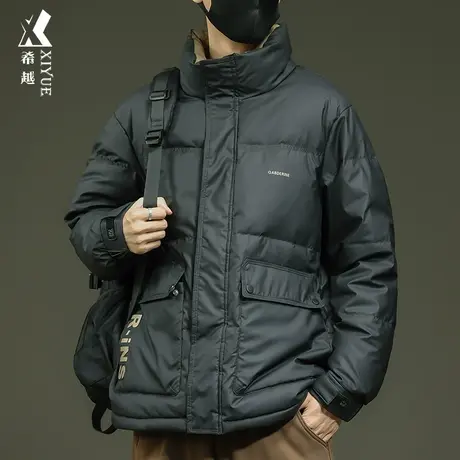 白鸭绒立领羽绒棉服男外套2023冬季新款加厚保暖男士宽松大码棉衣商品大图
