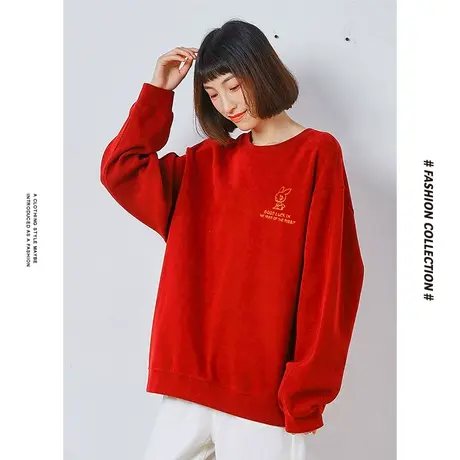 【商场同款】唐狮冬季新款卫衣女时尚喜庆过年欢喜兔套头上衣图片