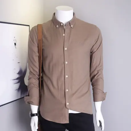 格慕施磨毛德绒衬衫男士长袖日系复古春秋商务休闲宽松大码衬衣潮商品大图