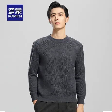 【king哥直播间】罗蒙男士加绒加厚针织衫冬季打底保暖圆领毛衣男图片