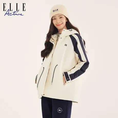 【直播甄选】ELLE Active秋冬宽松连帽棉服女户外运动保暖外套商品大图