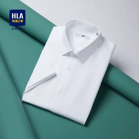 HLA/海澜之家含莱赛尔短袖衬衫24春夏新款免烫尖领色织纯色衬衣男图片
