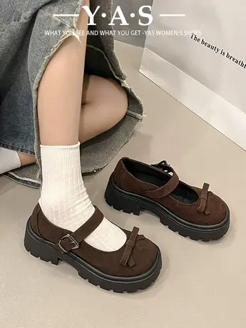 厚底玛丽珍鞋女款2024春季新款学院风浅口单鞋女复古百搭小皮鞋子商品大图