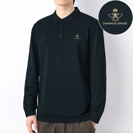 珠地棉翻领长袖t恤男士polo衫商务休闲带领打底衫保罗有领秋衣服商品大图