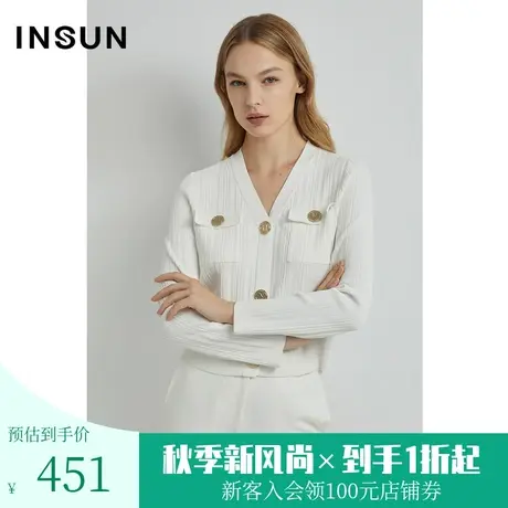 恩裳2023早春新品潮流撞色扣设计时尚舒适肌理感毛针织衫图片