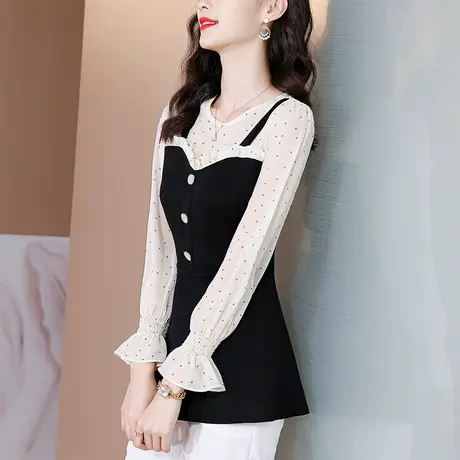 打底衫女2023年春秋新款长袖t恤炸街时尚洋气减龄上衣百搭大码胖m商品大图