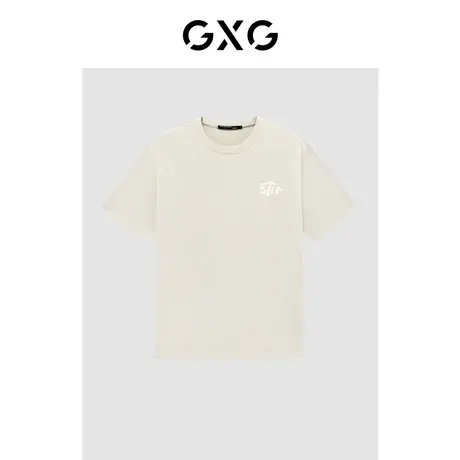 GXG男装 时尚潮流凉感精美字母刺绣休闲舒适情侣短袖T恤 清仓款商品大图