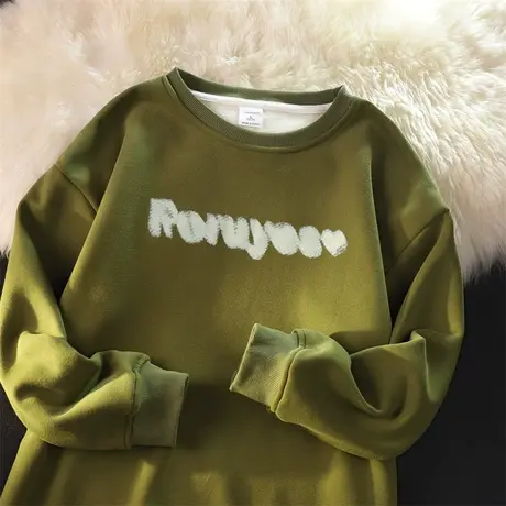 oversize设计感卫衣女秋冬季加绒加厚ins潮牌宽松慵懒风大码上衣图片