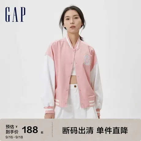 【断码优惠】Gap女装秋季LOGO复古学院风夹克598665外套棒球服图片