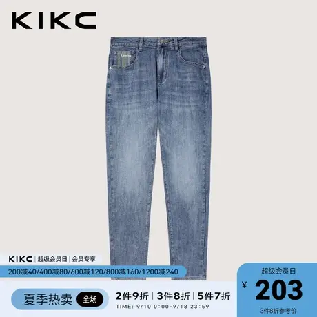 kikc牛仔裤男2023春夏新款商场同款字母刺绣复古休闲高弹力裤子图片