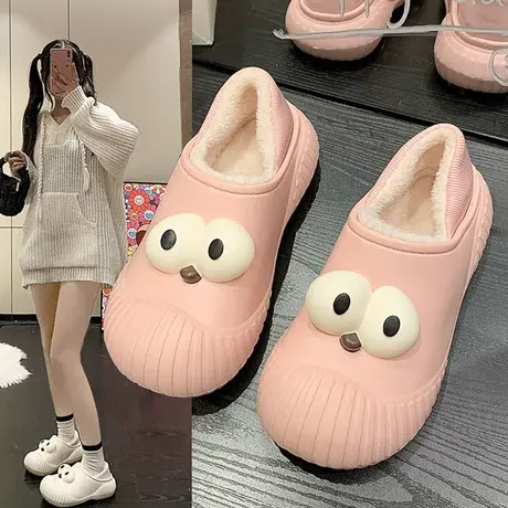 棉拖鞋女2023年冬季新款可爱加绒加厚底保暖外穿卡通包跟居家棉鞋商品大图