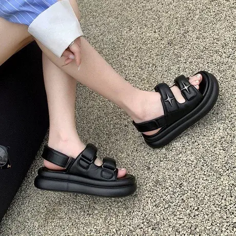 凉鞋女夏季2023新款舒适外穿厚底踩屎感防滑时尚百搭沙滩凉拖女士图片