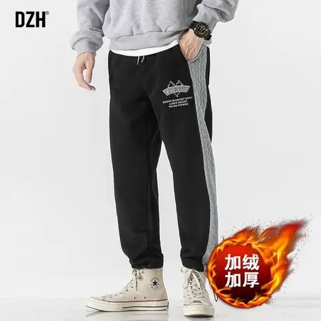 男士黑色束脚卫裤男冬季加绒加厚2032新款男款运动裤宽松休闲长裤图片