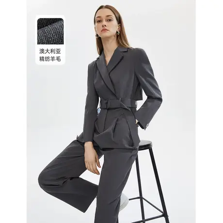 朗姿职业高腰羊毛阔腿裤连体裤女气质修身高级感休闲连体衣秋新款商品大图