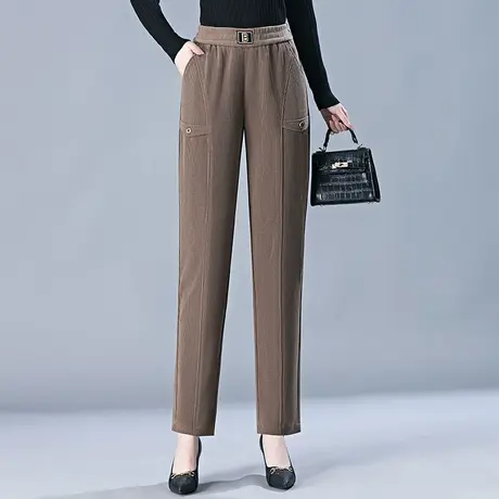 雪尼尔哈伦裤女秋冬2023新款中年妈妈直筒老爹裤偶棉灯芯绒裤子商品大图