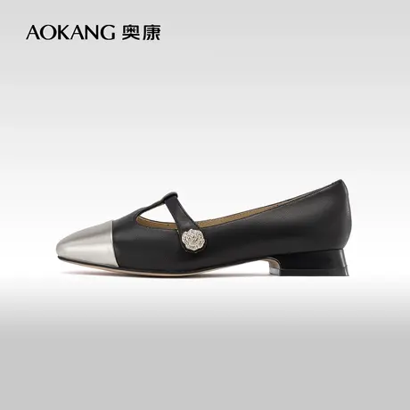 奥康女鞋 2023秋季新款时尚舒适单鞋甜美玛丽珍鞋拼色复古百搭潮图片