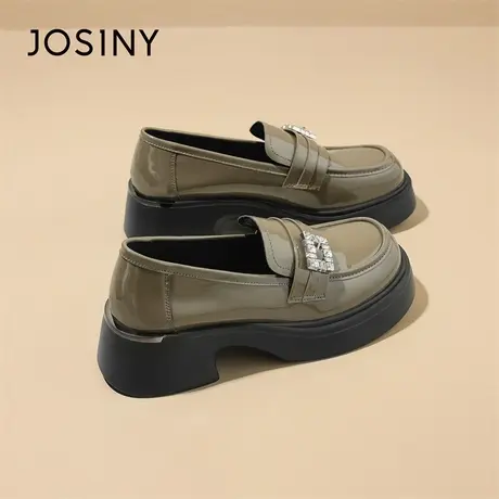 Josiny/卓诗尼厚底乐福鞋女2024年新款春季百搭一脚蹬小皮鞋单鞋商品大图