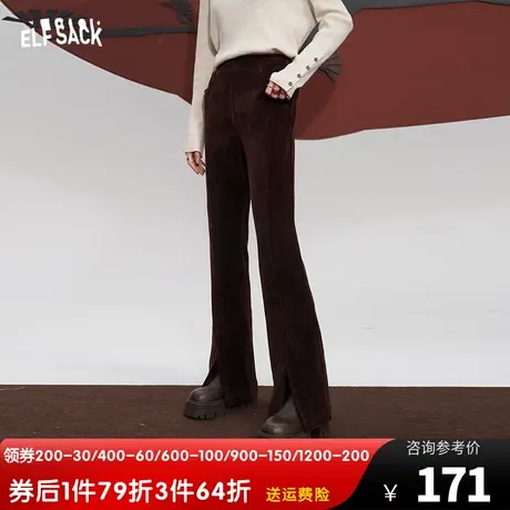 妖精的口袋宽松直筒休闲裤女2023冬季新款雪尼尔高腰宽松显瘦长裤商品大图