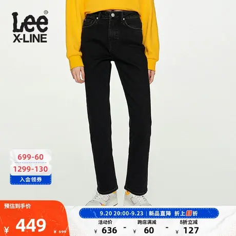 LeeXLINE23秋冬新品422标准黑色磨毛女牛仔裤保暖LWB100422100图片