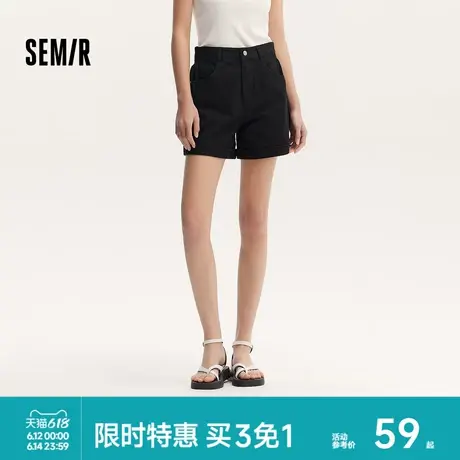 森马休闲裤女简约小心机直筒裤ins潮夏季小个子时尚翻边短裤百搭商品大图